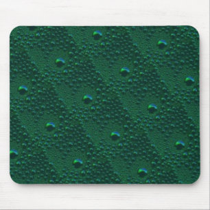 Water Drops on Green Metal Mouse Mat