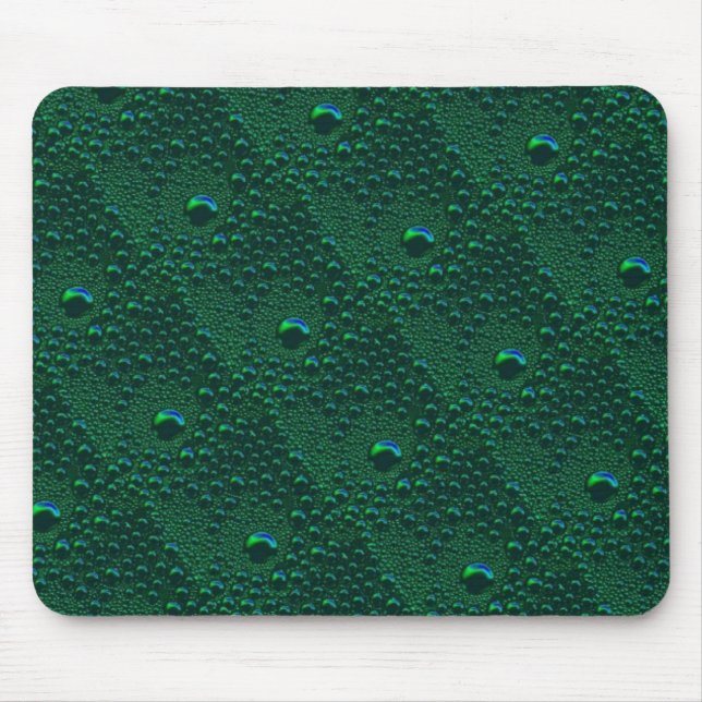 Water Drops on Green Metal Mouse Mat (Front)
