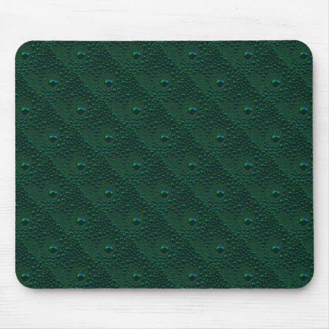 Water Drops on Green Metal Mouse Mat (Front)