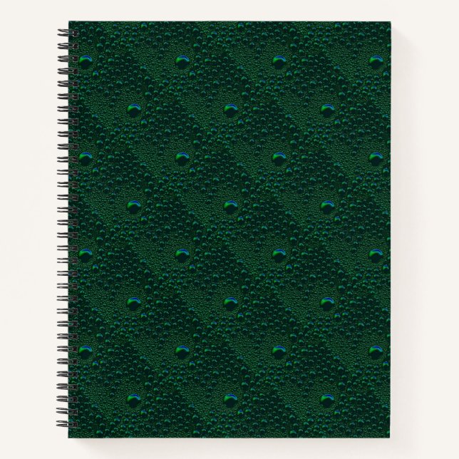 Water Drops on Green Metal Notebook (Front)