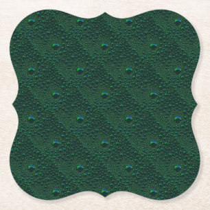 Water Drops on Green Metal Paper Coaster