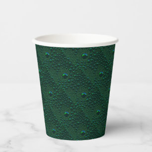 Water Drops on Green Metal Paper Cups