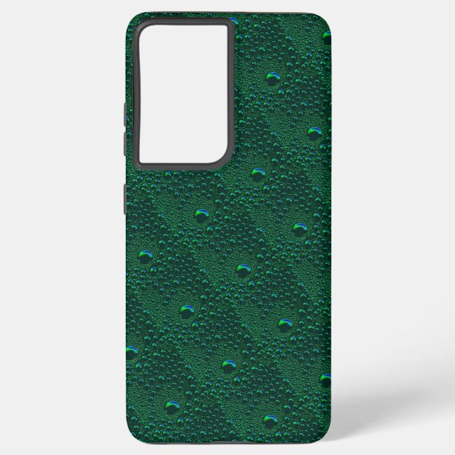 Water Drops on Green Metal Samsung Galaxy S21+ Case (Back)