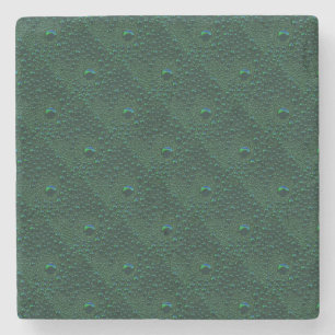 Water Drops on Green Metal Stone Coaster