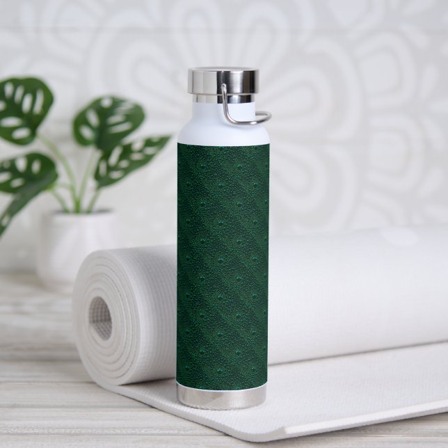 Water Drops on Green Metal Water Bottle (Yoga)
