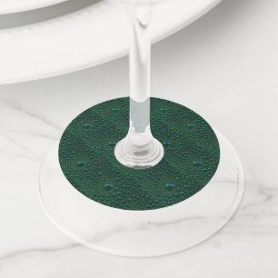 Water Drops on Green Metal Wine Glass Tag