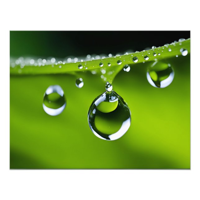 Water drops on leaves photo print (Front)