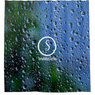 Water  Drops with Customisable Logo and Text Showe Shower Curtain