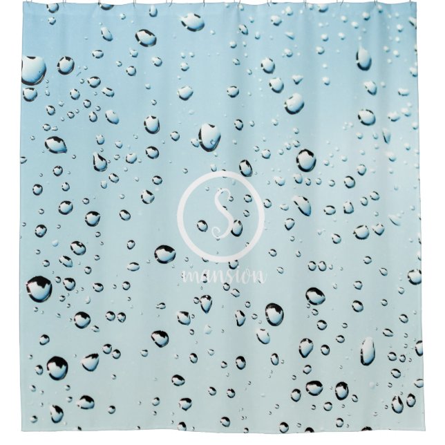 Water  Drops with Customisable Logo and Text Shower Curtain (Front)
