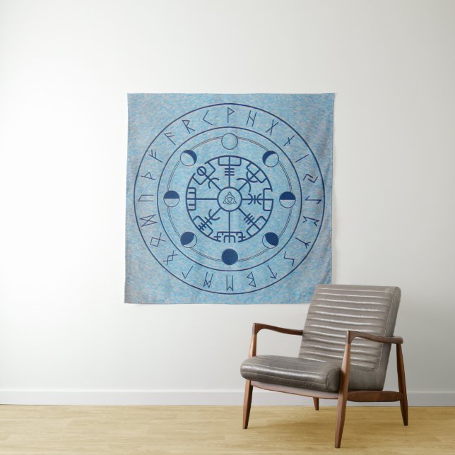 Water Element Norse Runes Altar Cloth - Tarot Clot Tapestry (In Situ)