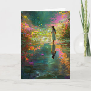 Water Fairy with Soft Pastels and Water Lilies Holiday Card