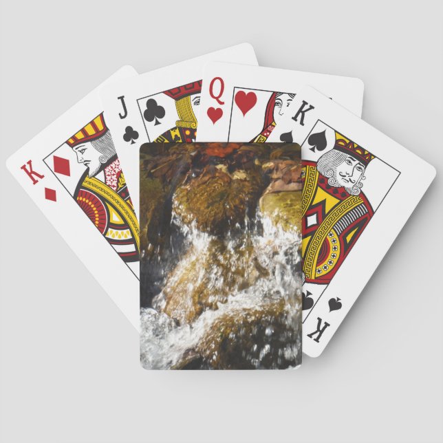 Water Falling Over Moss Covered Rocks Playing Cards (Back)
