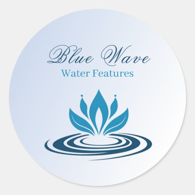 Water Feature Installation Blue  Classic Round Sticker (Front)
