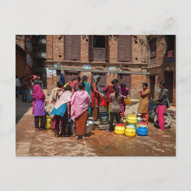 Water fetch in Bhaktapur Nepal Postcard (Front)