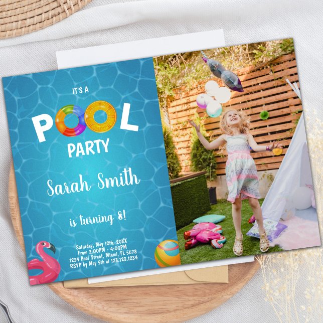 Water Flamingo Pool Birthday Invitations photo (Water Flamingo Pool Birthday Invitations photo)