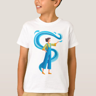 Water Flow Study – Blue Swirl Science Art Kids T-Shirt