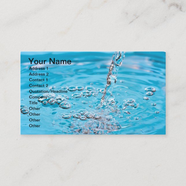 Water Flowing into a Pool Business Card (Front)