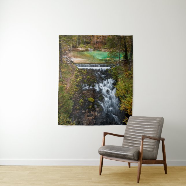 Water flowing through autumn forest tapestry (In Situ)
