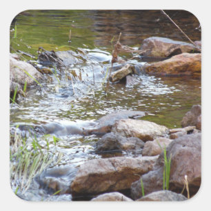 Water Flowing Through Rocks Square Sticker
