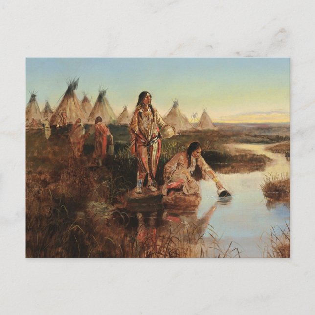 Water For Camp By Charles Marion Russell Postcard (Front)