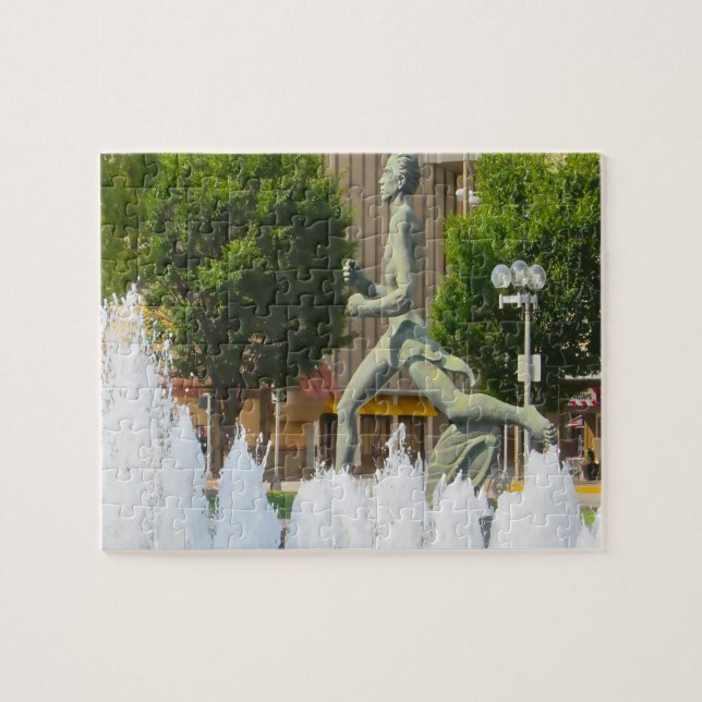 Water Fountain Olympic Runner Saint Louis Jigsaw Puzzle (Horizontal)