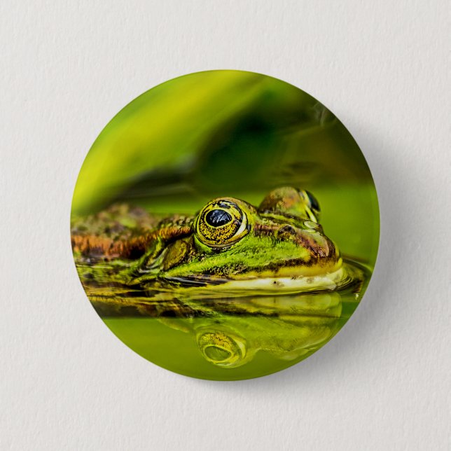 water frog 6 cm round badge (Front)