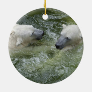Water Fun Polar Bears Ceramic Tree Decoration