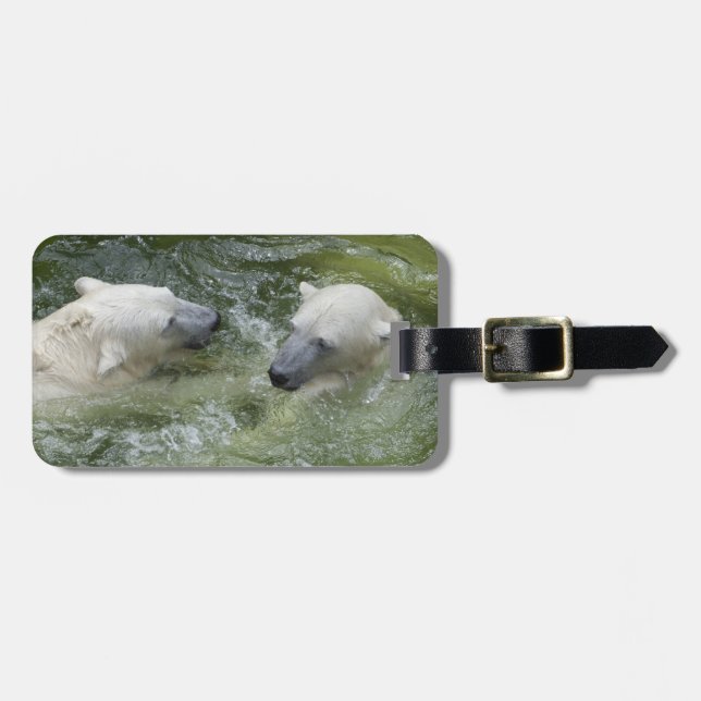 Water Fun Polar Bears Luggage Tag (Front Horizontal)