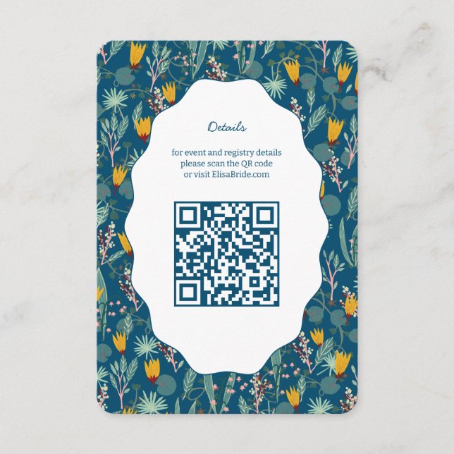 Water Garden Floral Bridal Shower Cute CUSTOM QR Enclosure Card (Front)