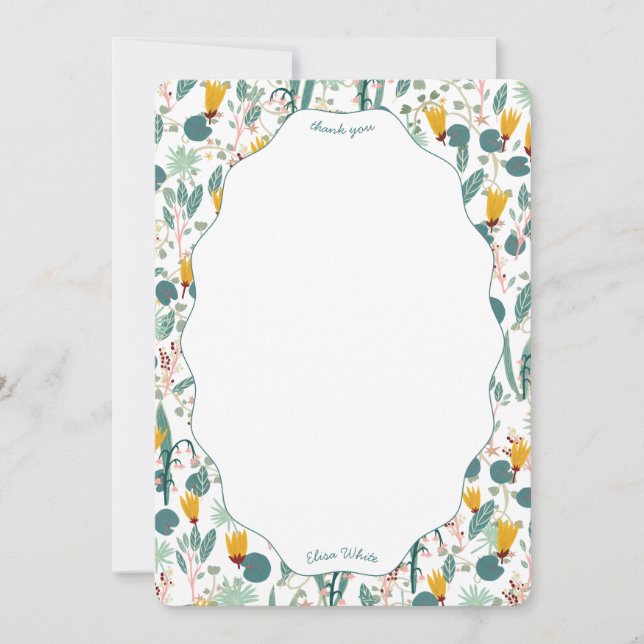 Water Garden Floral Bridal Shower Cute CUSTOM Thank You Card (Front)