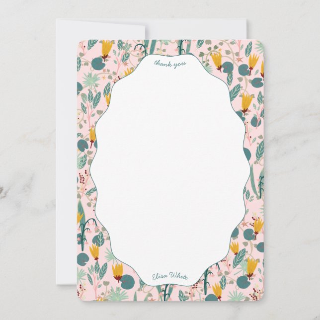 Water Garden Floral Bridal Shower Cute CUSTOM Thank You Card (Front)