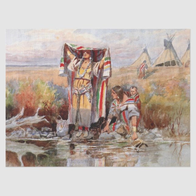 “Water Girl” Western Art by Charles M Russell Tissue Paper (Front)