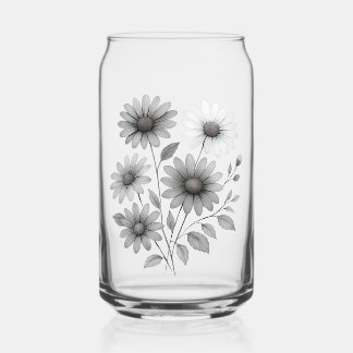 Water glasses, drinkware, daisy design             can glass
