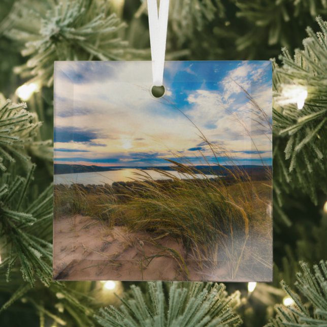 Water | Glen Lake Sleeping Bear Dunes Michigan Glass Tree Decoration (Insitu)