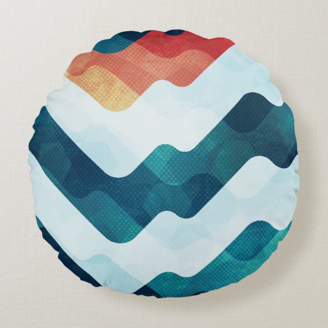 Water Grunge Effect Seamless Pattern Round Cushion (Front)