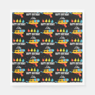 Water Gun & Balloons Summer Birthday Party Napkin