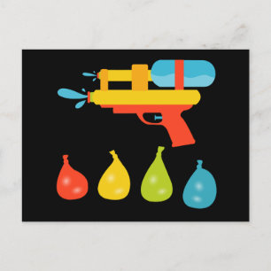 Water Gun & Balloons Summer Holiday Postcard