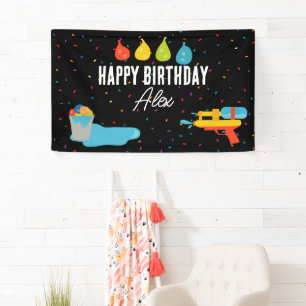 Water Gun & Balloons Summer Kids Birthday Party Banner
