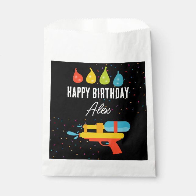 Water Gun & Balloons Summer Kids Birthday Party Favour Bags (Front)
