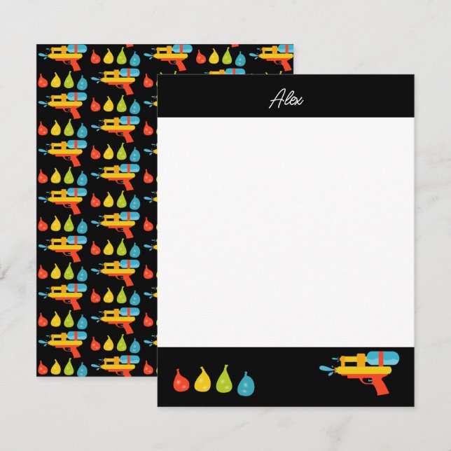 Water Gun & Balloons Summer Kids Card (Front/Back)