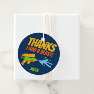 Water Gun Battle Pool Party Kids Summer Birthday Favour Tags