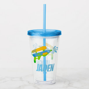 Water Gun Battle Pool Party Summer Personalised Acrylic Tumbler