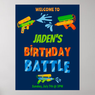 Water Gun Battle Pool Party Welcome Sign