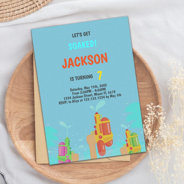 Water Gun Birthday Invitation (Water Gun Invitations)