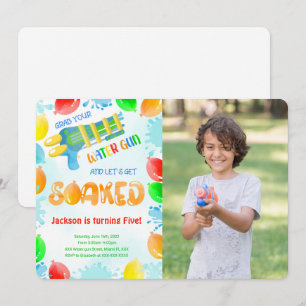Water Gun Birthday Photo Invitations