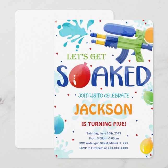 Water Gun Invitations (Front/Back)
