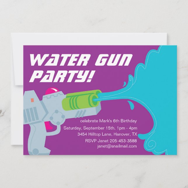 Water Gun Party Invitation (Front)