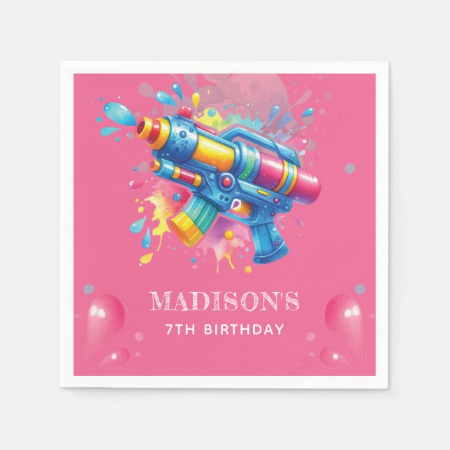 Water Gun Summer Birthday Personalised Napkin (Front)