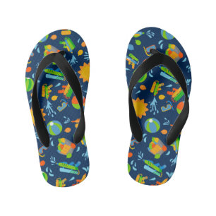 Water guns water balloons summer kids pattern kid's flip flops