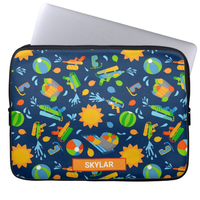 Water guns water balloons summer kids pattern laptop sleeve (Front)